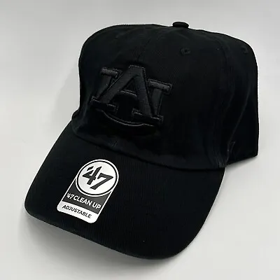 Auburn Tigers ‘47 Brand Clean Up All Black Strapback Adjustable Hat Cap New • $25.99