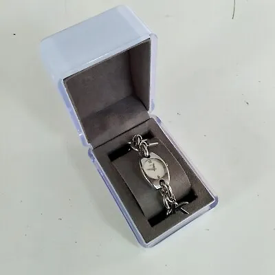 DKNY Silver Coloured Ladies Watch Logo Charm Chain Link Bracelet Box • £14.19