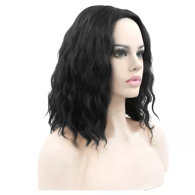 Short Black Wavy Wig Short Wavy Black Wig Women Black Ladies Synthetic Hair • $15.58