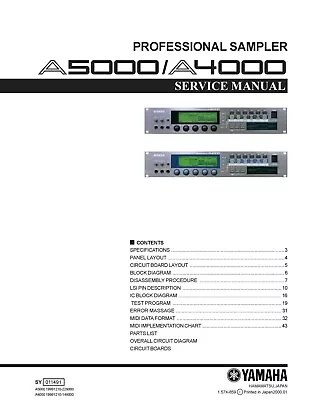 Service Manual Instructions For Yamaha A 4000 A 5000 • $18.16