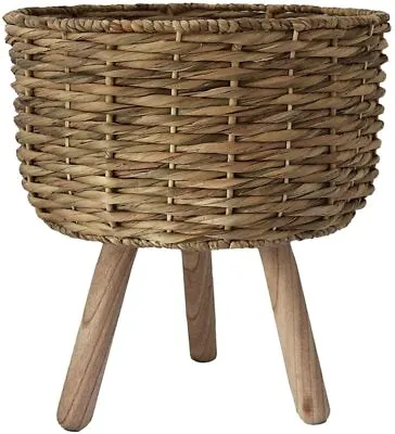 Woven Plant Pot With Legs Planter Stand Holder Home Garden Flower Display Decor  • £17.99