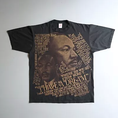 Vtg MLK Shirt Adult XL Martin Luther King Jr AOP All Print Dream Black History • $89