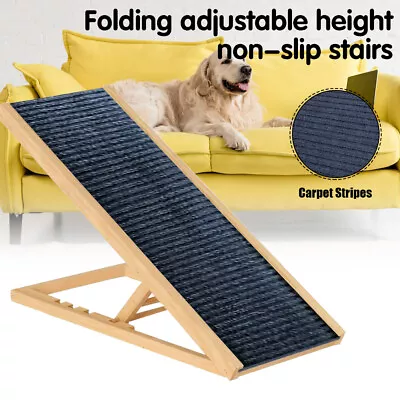 Foldable Dog Pet Ramp Adjustable Height Dogs Stairs For Bed Sofa Car 70cm /100cm • $54.99