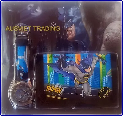 New Batman Boys Girls Kids Watch Toy Faux Leather Band Wallet Purse Set • $15.99