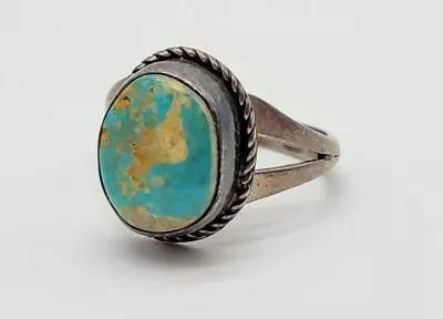 Sterling Marked Platero Navajo? Turquoise Stone Size 10 Ring (R1) • $99.99