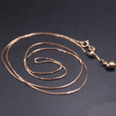 Pure Real 18K Rose Gold Necklace For Women 0.9mm Box Chain Adjust 20inchL   • $525.35