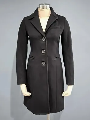 UNITED COLORS OF BENETTON Black Wool A-Line Trench Coat 38/US XS • $49.99