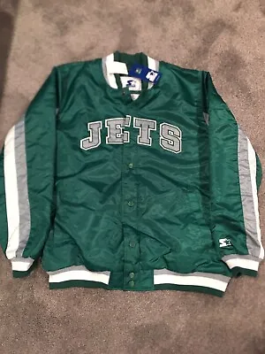 Starter GIII X New York Jets NFL Leader Vintage Varsity Jacket Green Mens Sz 2XL • $199.95