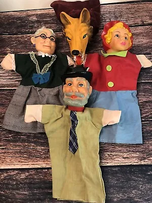 $22 • Buy Vintage Mr Rogers Neighborhood Puppets Red Riding Hood Granny Wolf And Hunter