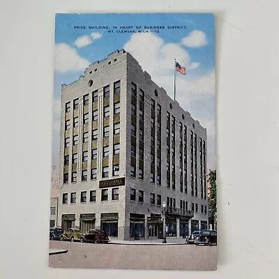 Mt Clemens MI. PRICE BUILDING-Daily Leader Newspaper  Postcard. US Scott 839. • $2.69