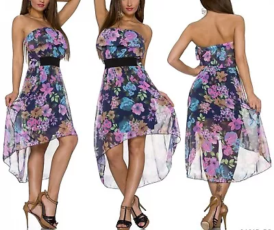 Sexy Miss Ladies Mullet Chiffon Mini Dress Bandeau Valance Flowers Dress SX /S/ • $31.85