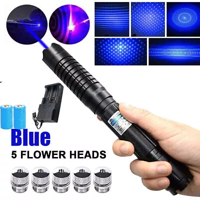 Super 5 Watt Blue Burning Laser Pointer Adjustable Visible Beam Dot Light • $44.99