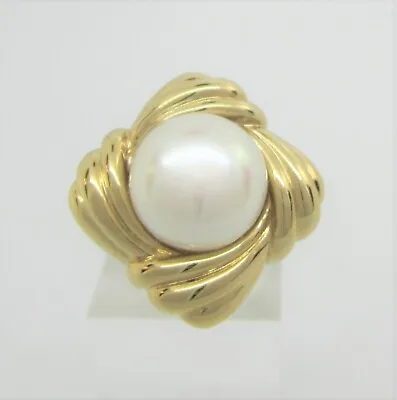 ~beautiful Ladies 14k Yellow Gold Mabe Pearl Fashion Ring (size 6)  7.7g • $445.50