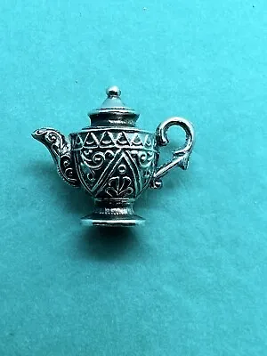 Vintage Sterling Silver Ornate Fancy English Coffee Tea Teapot Bracelet Charm • $26