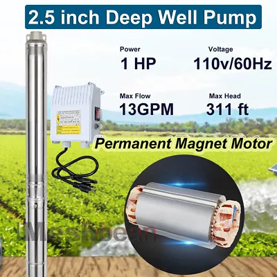 1HP 2.5  Deep Well Submersible Pump 110V 13 GPM 311FT Max 26 Stage 50FT Cord • $153.99