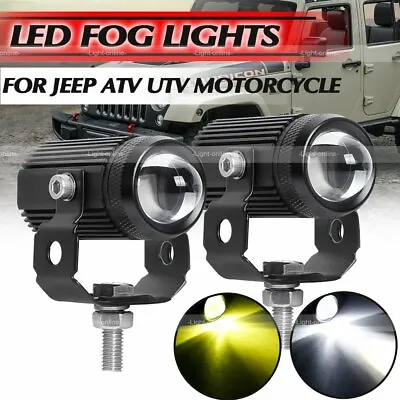 $29.99 • Buy 2x Motorcycle LED Driving Fog Lights 60W Amber And White Auxiliary Lights ATV
