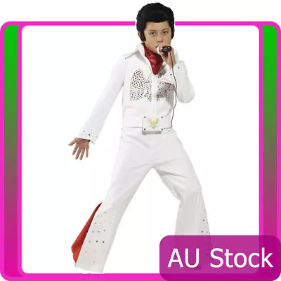 Licensed Kids Elvis Presley Jumpsuit Boys 50s Costume 1950s Rock N Roll Pop Star • $54.14