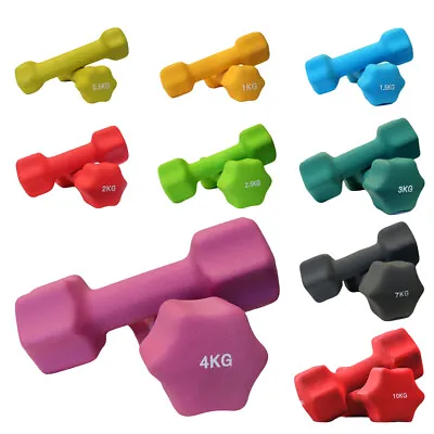 2x Anti Slip Neo Dumbbells Pair Weightlifting Dumbbell Set Barbell Gym Weights • $8.99
