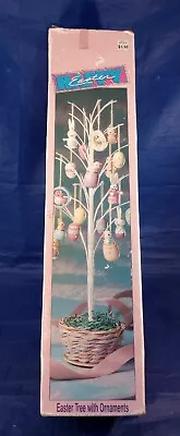 Vintage Easter Tree Wood Ornaments 18  Tabletop Centerpiece Bunny Egg Chick • $24.95