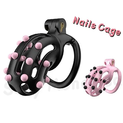 Male Cobra Chastity Cage Device 4 Colors Men Resin Nails Lock Belt 4 Rings CC552 • $39.99