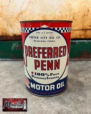 1950’s PREFERRED PENN Motor Oil Can 1 Qt. - Gas & Oil • $325