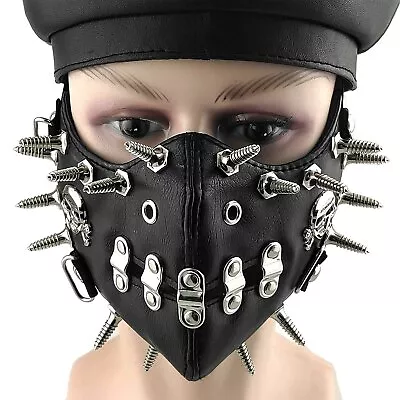 Custom Spike Mask Half Face Leather Mask For Cosplay And Halloween Party • $23