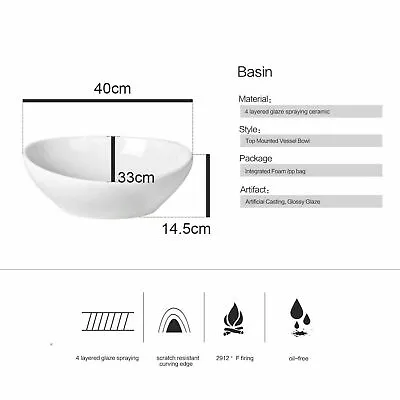 £38 • Buy Bathroom Sink Basin Countertop Vessel Wash Bowl Cloakroom Tap Waste Art Modern