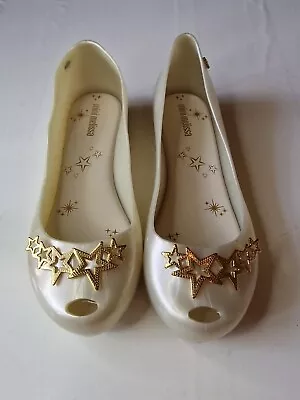 MINI MELISSA Shoes Girls Uk Size 3 Adult Size Eu 35 Ivory Gold Star • £9.99