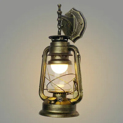 E27 Outdoor Vintage Antique Rustic Lantern Lamp Retro Wall Sconce Light Fixture • £26.97