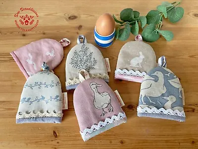 Handmade Easter Egg Cosy- Emily Bond Peony & Sage Tilda Linen Lace Duck Hare • £6