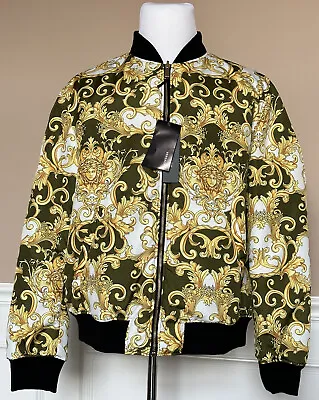 NWT Versace Mens Blousons Baroque Reversible Jacket Military Green 56 A89511S • $1168.03
