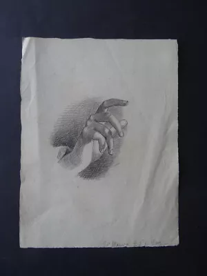 FRENCH NEOCLASSICAL SCHOOL 19thC - STUDY OF A HAND - FINE CHARCOAL • $20.50