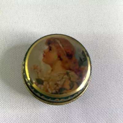 Vintage Girl Small Circular Pill/Snuff Box With Plastic Insert 1.75  • $4.95