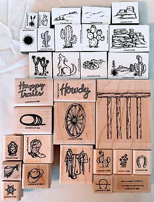 Stampin Up Happy Trails South Western Cowboy Rubber Stamp Foam Wood Blocks 31 Pc • $39.99