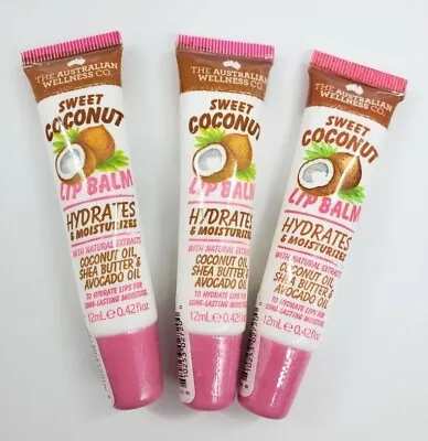 4X The Australian Wellness Co Lip Balm Sweet Coconut Hydrates Moisturizes .42oz • $39.99