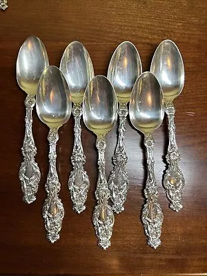 $495 • Buy Lily By Whiting Sterling Silver Set Of 7 Large Tablespoons Place Spoons 8.25”