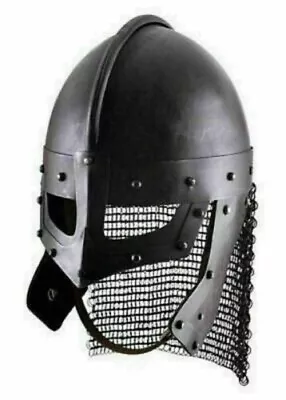 Medieval War Helmet With Chainmail Curtain And Back Finish. • $120
