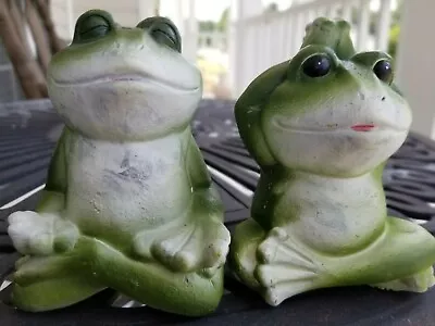 Set Of 4  Meditating Green Frogs Garden Decor • $16.99