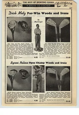 1940 PAPER AD MacGregor Dick Metz Byron Nelson Golf Clubs Par Win Open Champion • $7.99