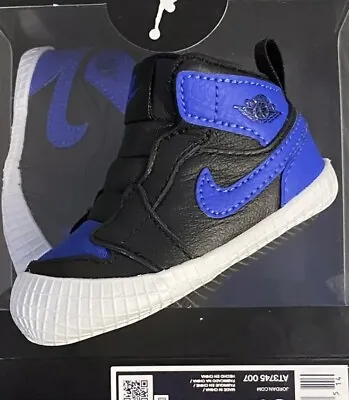 Nike Jordan 1 Crib Bootie Baby Trainers Shoes Uk 1.5 Eur 17 Us 2c Royal • £27.99