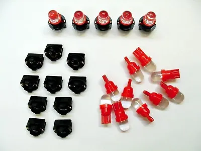 15 Red Domes LEDs Light Bulbs 1/2  Sockets Dash Instrument Panel  For Imports • $16.49