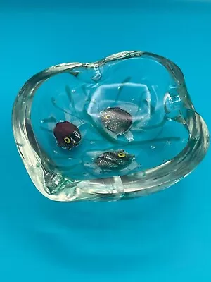 Vintage Murano Fish Aquarium Art Glass Ashtray Bowl *READ* • $85