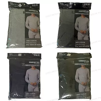 Men's Thermal Set Comfort Fit 100% Cotton Underwear 2 PC Set:Top & Bottom Sizes • $7.86