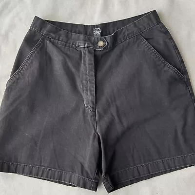 Style & Co Women's Black 100% Cotton Flat Front Pockets Shorts Size 8 Pre-owned • $5