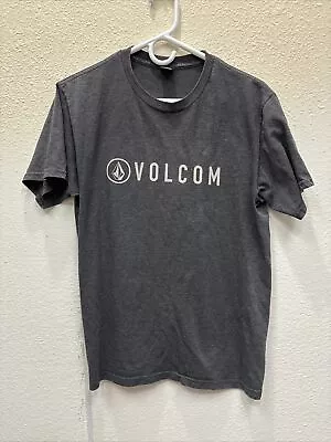 Volcom T Shirt Men M Gray Logo Crewneck Short Sleeve Stretch Pullover • $9