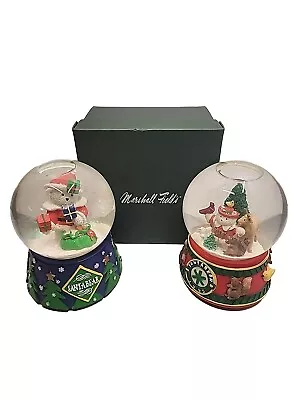 Dayton Hudsons Lot (2) Santa Bears Musical Snow Globes 1995 RARE Marshall Fields • $69.99