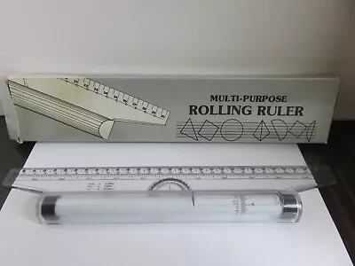 Vintage Clear Plastic Multi Purpose Rolling Ruler - Made In Taiwan - 12 Inch • $8.99