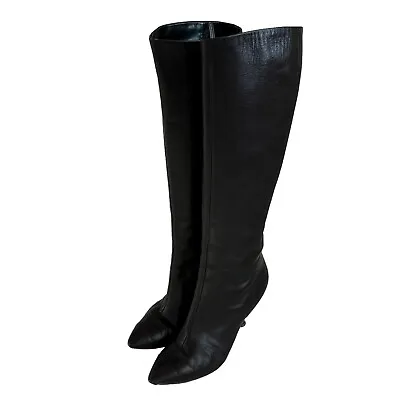 Giuseppe Zanotti Knee High Heel Boots 39 9 Kalima Dark Brown Leather Pointed Toe • $89.99