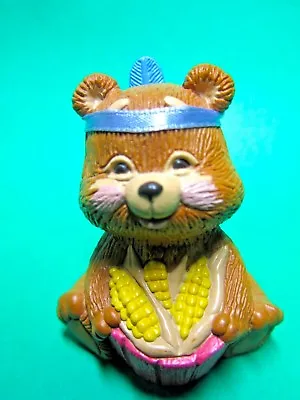 1988 Hallmark Corn Basket Indian Bear Thanksgiving Merry Miniature Figurine(t29) • $8