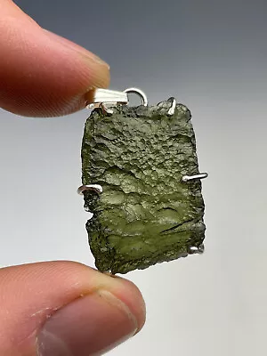 5.13gr MOLDAVITE Handmade Rough Silver.925 Prongs Pendant #JM142 • $185.90